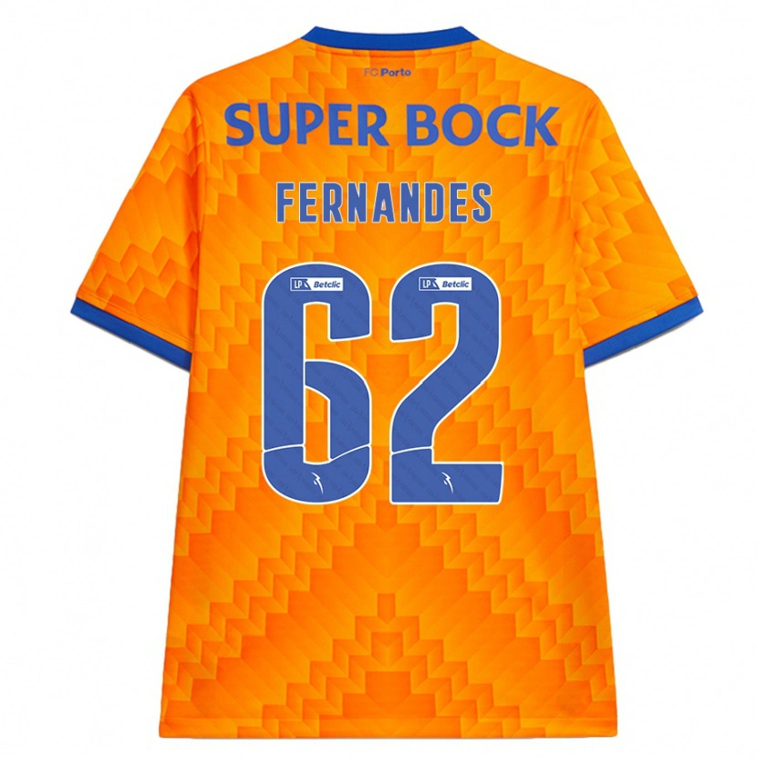 Danxen Barn Rodrigo Fernandes #62 Orange Bortatröja Matchtröjor 2024/25 Tröjor T-Tröja