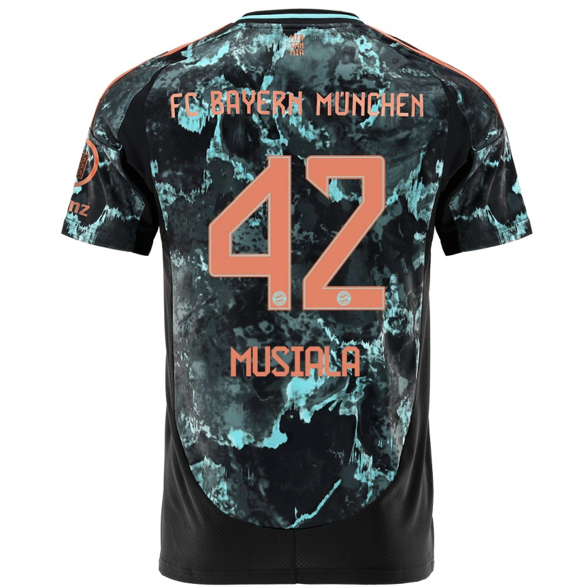 Danxen Barn Jamal Musiala #42 Svart Bortatröja Matchtröjor 2024/25 Tröjor T-Tröja