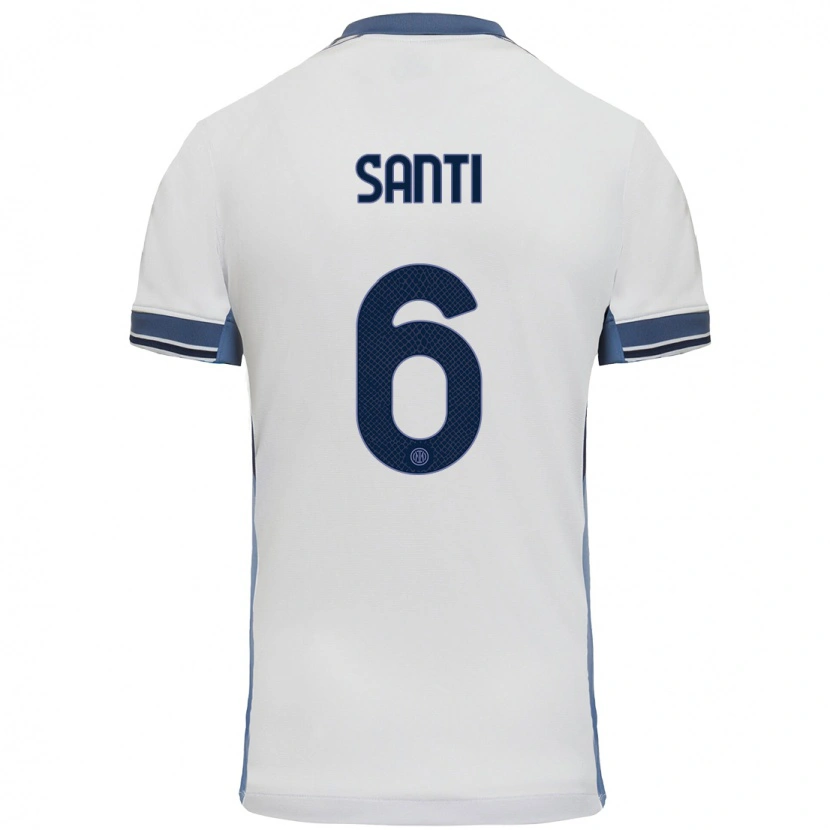 Danxen Barn Irene Santi #6 Vit Grå Bortatröja Matchtröjor 2024/25 Tröjor T-Tröja