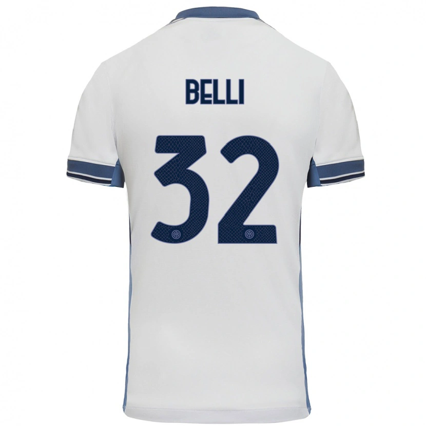 Danxen Barn Elena Belli #32 Vit Grå Bortatröja Matchtröjor 2024/25 Tröjor T-Tröja
