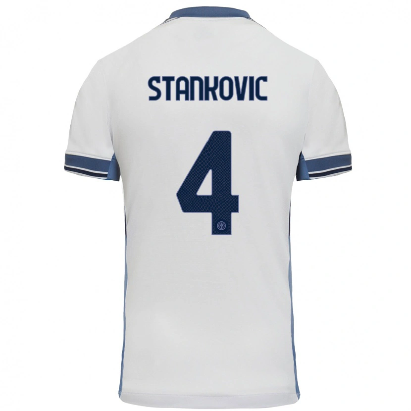 Danxen Barn Aleksandar Stankovic #4 Vit Grå Bortatröja Matchtröjor 2024/25 Tröjor T-Tröja