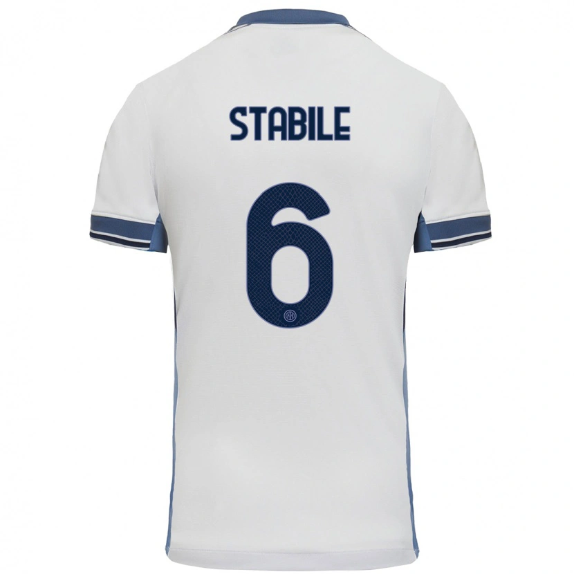 Danxen Barn Giacomo Stabile #6 Vit Grå Bortatröja Matchtröjor 2024/25 Tröjor T-Tröja