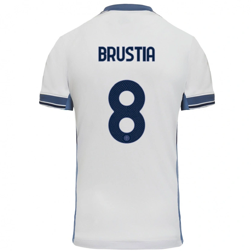 Danxen Barn Martina Brustia #8 Vit Grå Bortatröja Matchtröjor 2024/25 Tröjor T-Tröja