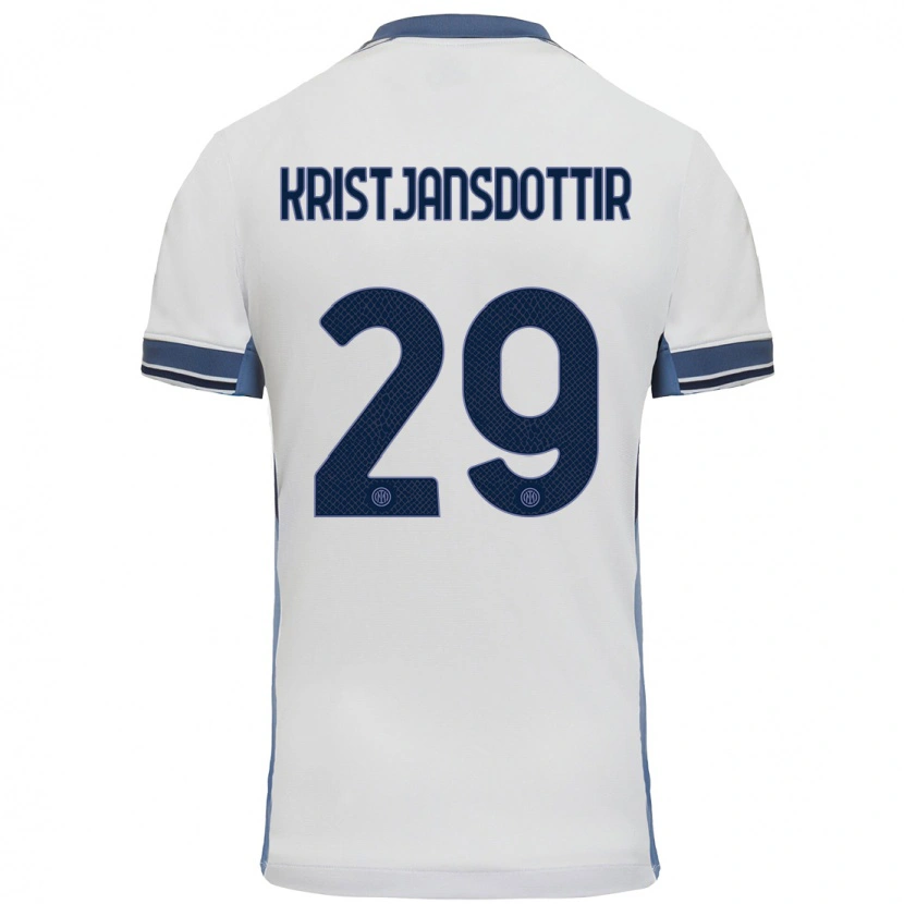 Danxen Barn Anna Bjork Kristjansdottir #29 Vit Grå Bortatröja Matchtröjor 2024/25 Tröjor T-Tröja
