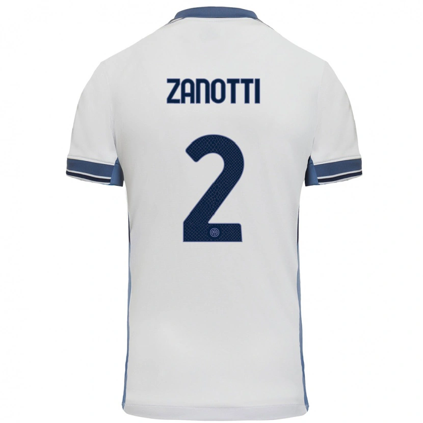 Danxen Barn Mattia Zanotti #2 Vit Grå Bortatröja Matchtröjor 2024/25 Tröjor T-Tröja