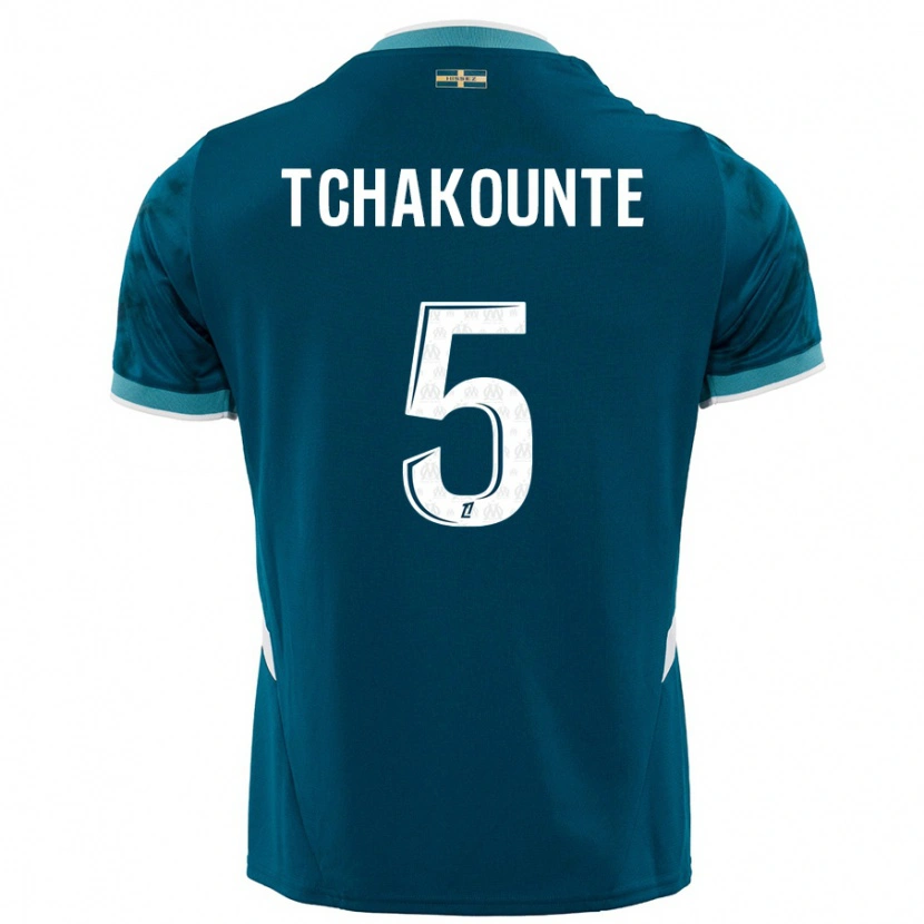 Danxen Barn Annaëlle Tchakounté #5 Turkosblå Bortatröja Matchtröjor 2024/25 Tröjor T-Tröja
