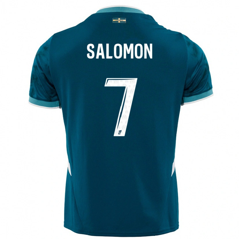 Danxen Barn Maëva Salomon #7 Turkosblå Bortatröja Matchtröjor 2024/25 Tröjor T-Tröja