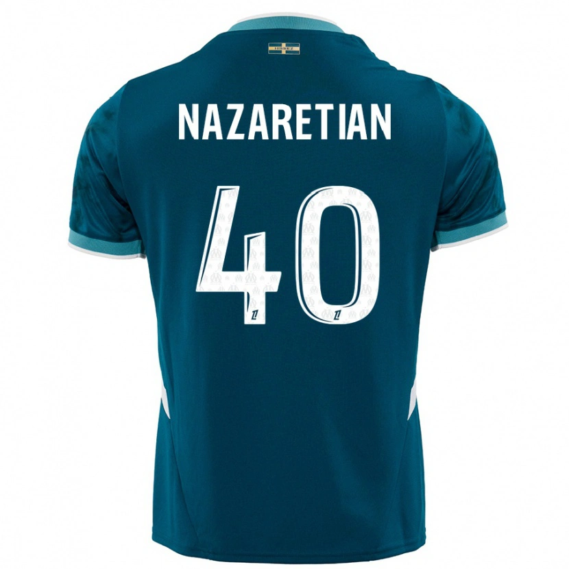 Danxen Barn Manuel Nazaretian #40 Turkosblå Bortatröja Matchtröjor 2024/25 Tröjor T-Tröja