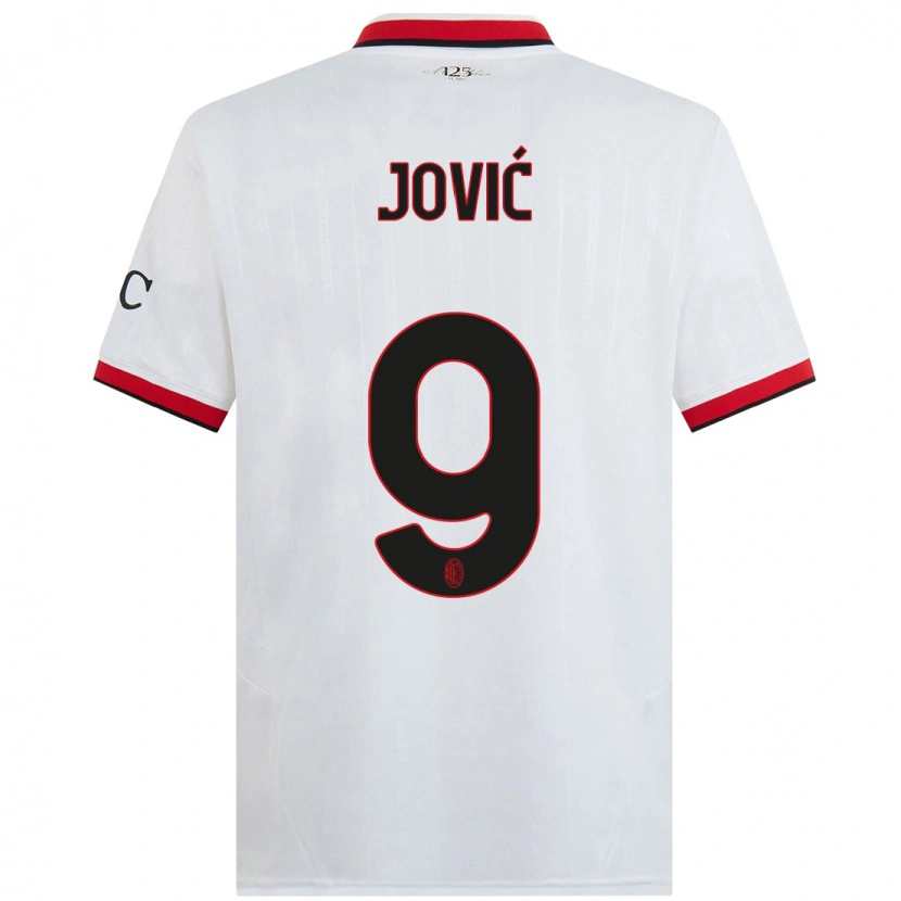Danxen Barn Luka Jović #9 Vit Svart Röd Bortatröja Matchtröjor 2024/25 Tröjor T-Tröja