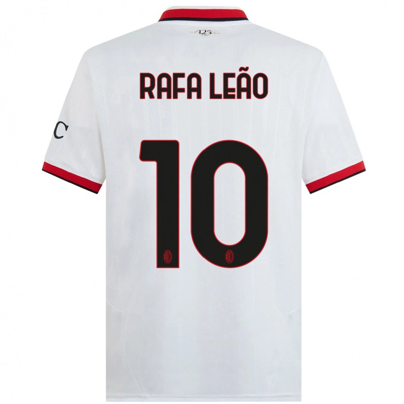 Danxen Barn Rafael Leão #10 Vit Svart Röd Bortatröja Matchtröjor 2024/25 Tröjor T-Tröja