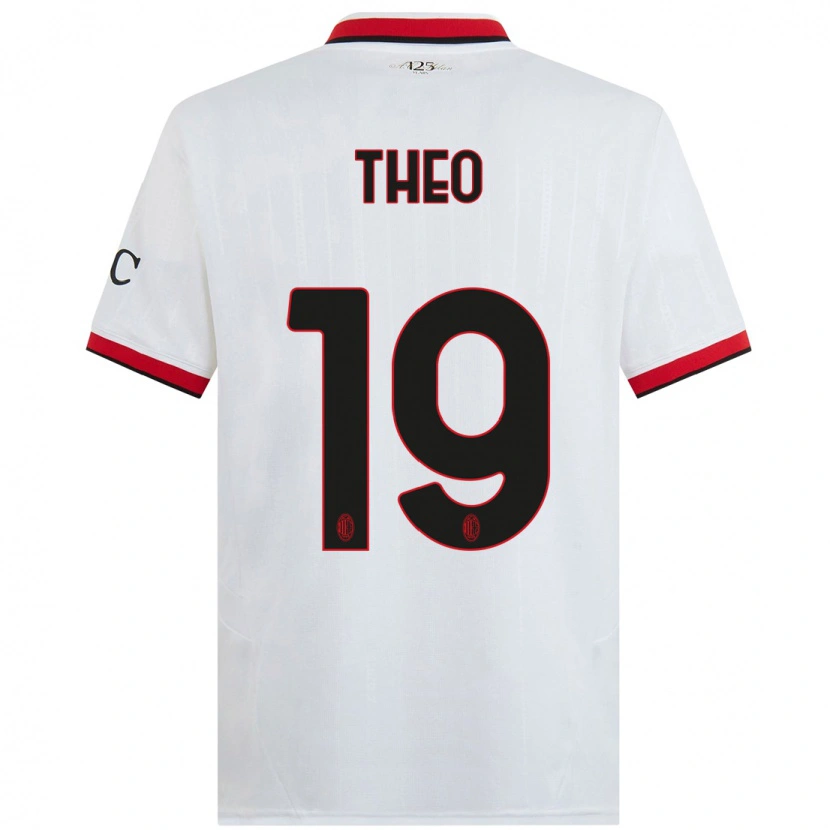 Danxen Barn Theo Hernández #19 Vit Svart Röd Bortatröja Matchtröjor 2024/25 Tröjor T-Tröja
