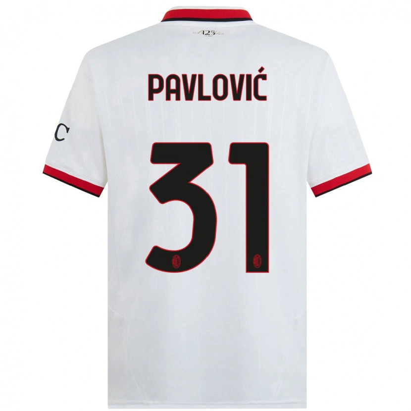 Danxen Barn Strahinja Pavlović #31 Vit Svart Röd Bortatröja Matchtröjor 2024/25 Tröjor T-Tröja
