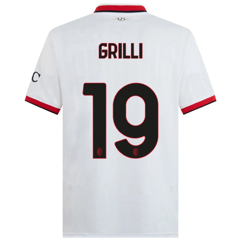 Danxen Barn Lorenzo Grilli #19 Vit Svart Röd Bortatröja Matchtröjor 2024/25 Tröjor T-Tröja