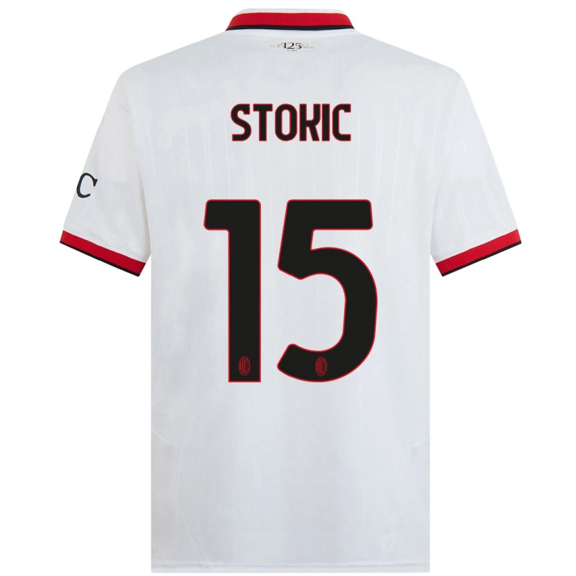 Danxen Barn Sara Stokić #15 Vit Svart Röd Bortatröja Matchtröjor 2024/25 Tröjor T-Tröja