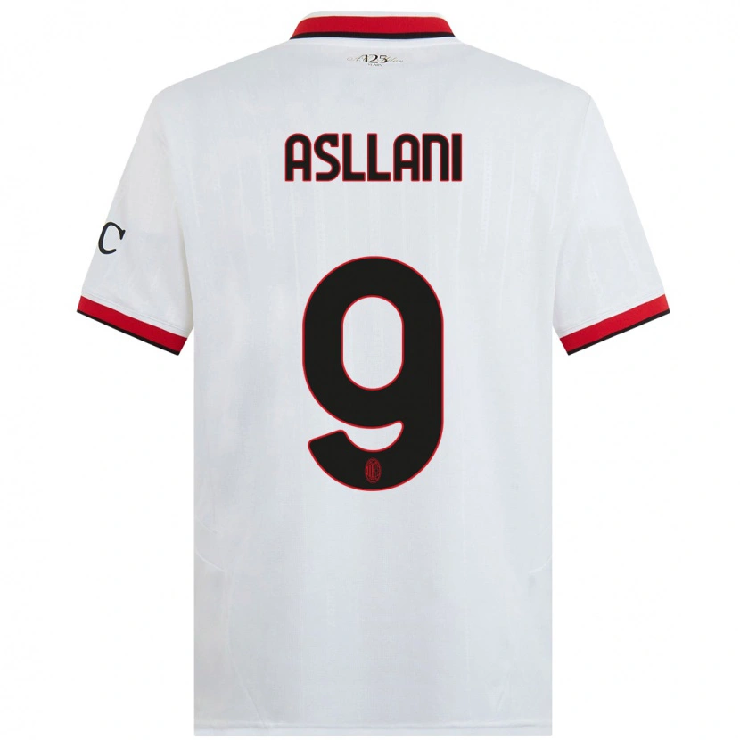 Danxen Barn Kosovare Asllani #9 Vit Svart Röd Bortatröja Matchtröjor 2024/25 Tröjor T-Tröja