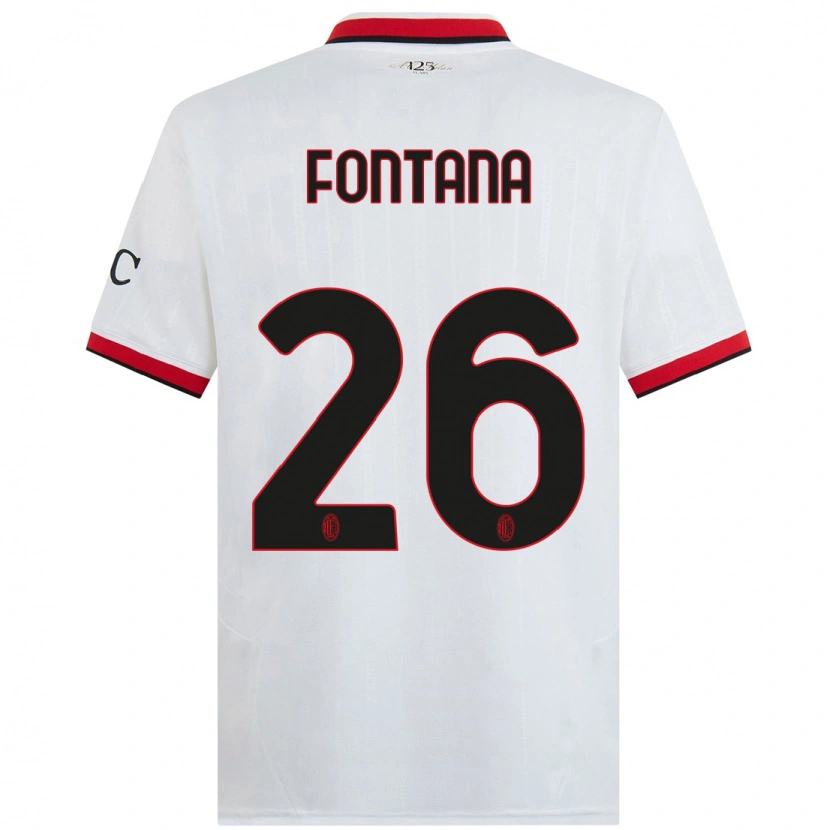 Danxen Barn Francesco Fontana #26 Vit Svart Röd Bortatröja Matchtröjor 2024/25 Tröjor T-Tröja