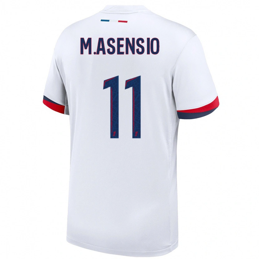 Danxen Barn Marco Asensio #11 Vit Blå Röd Bortatröja Matchtröjor 2024/25 Tröjor T-Tröja