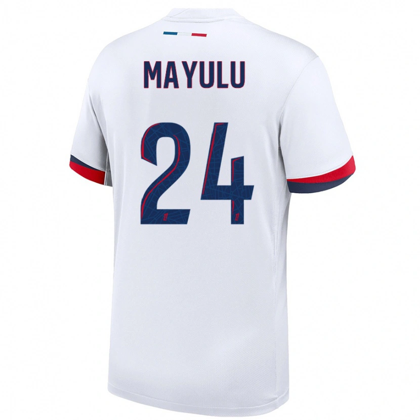 Danxen Barn Senny Mayulu #24 Vit Blå Röd Bortatröja Matchtröjor 2024/25 Tröjor T-Tröja