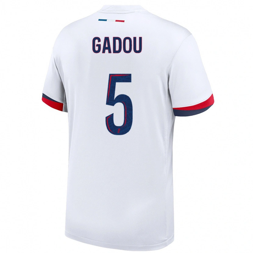 Danxen Barn Joane Gadou #5 Vit Blå Röd Bortatröja Matchtröjor 2024/25 Tröjor T-Tröja