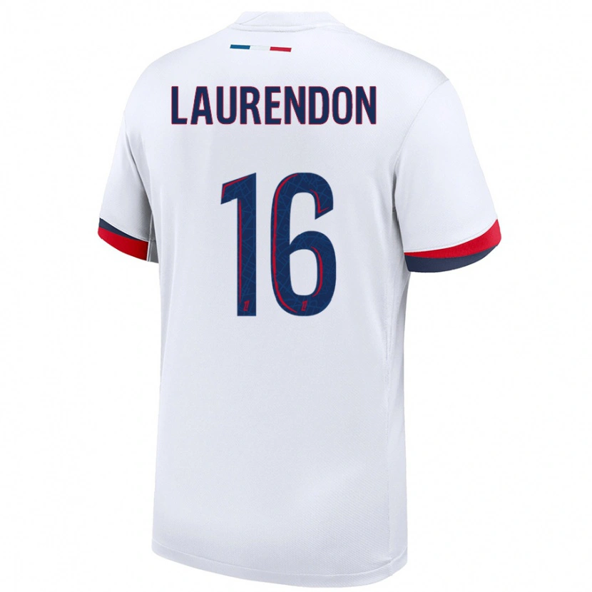 Danxen Barn Bilal Laurendon #16 Vit Blå Röd Bortatröja Matchtröjor 2024/25 Tröjor T-Tröja