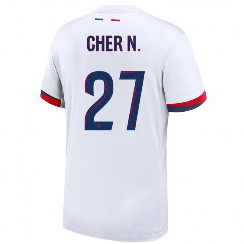 Danxen Barn Cher Ndour #27 Vit Blå Röd Bortatröja Matchtröjor 2024/25 Tröjor T-Tröja
