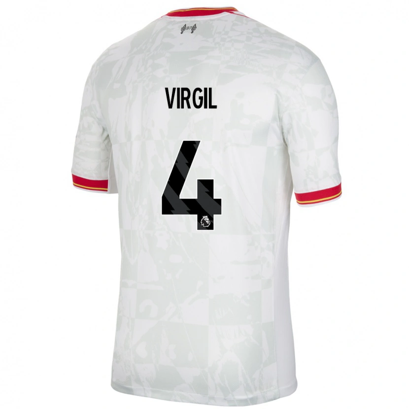 Danxen Barn Virgil Van Dijk #4 Vit Röd Svart Tredjesatsen Matchtröjor 2024/25 Tröjor T-Tröja