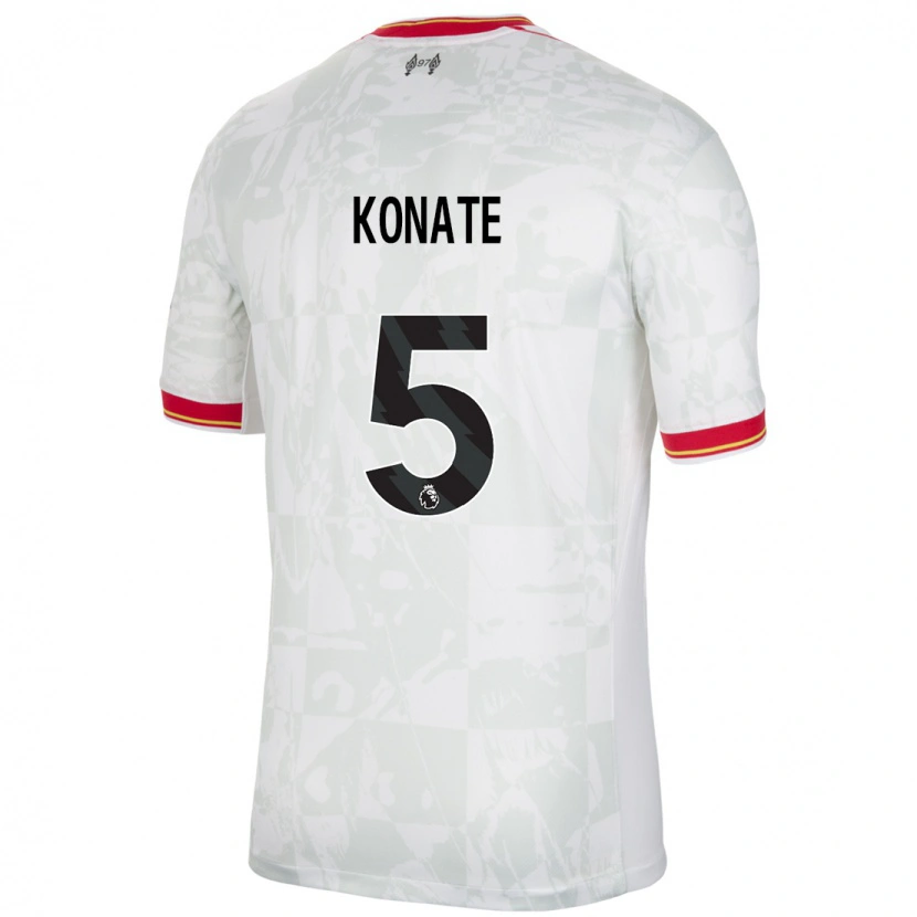 Danxen Barn Ibrahima Konaté #5 Vit Röd Svart Tredjesatsen Matchtröjor 2024/25 Tröjor T-Tröja