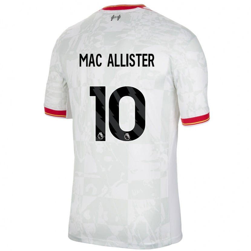 Danxen Barn Alexis Mac Allister #10 Vit Röd Svart Tredjesatsen Matchtröjor 2024/25 Tröjor T-Tröja