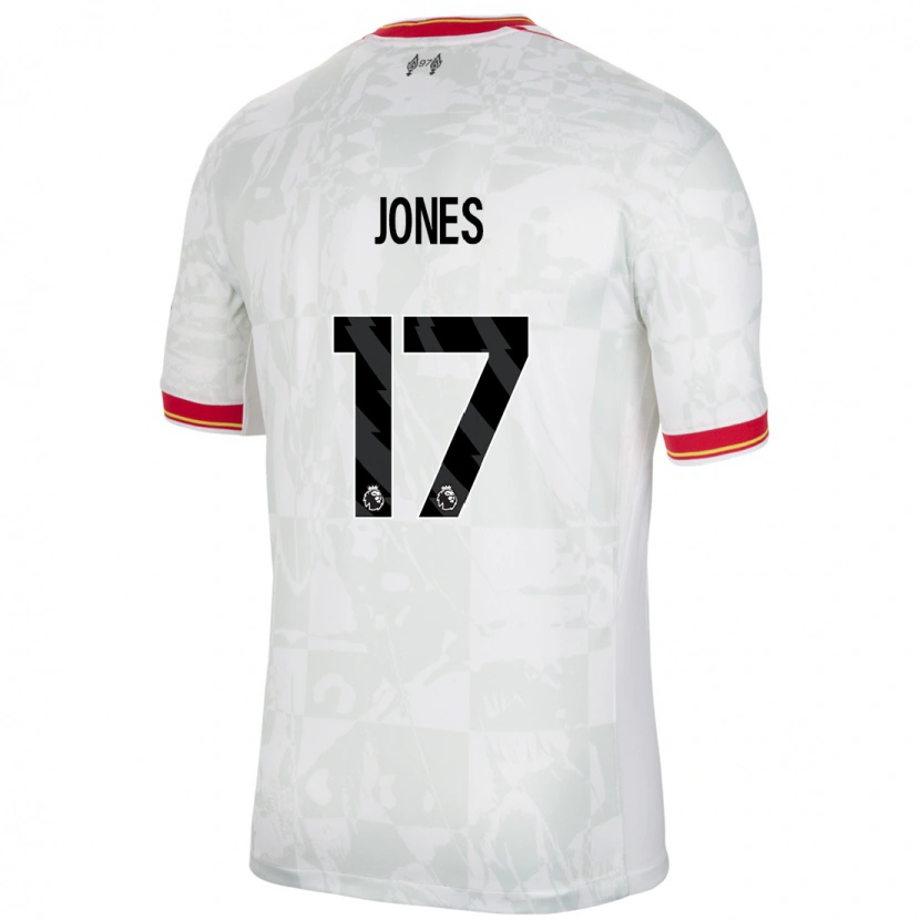 Danxen Barn Curtis Jones #17 Vit Röd Svart Tredjesatsen Matchtröjor 2024/25 Tröjor T-Tröja