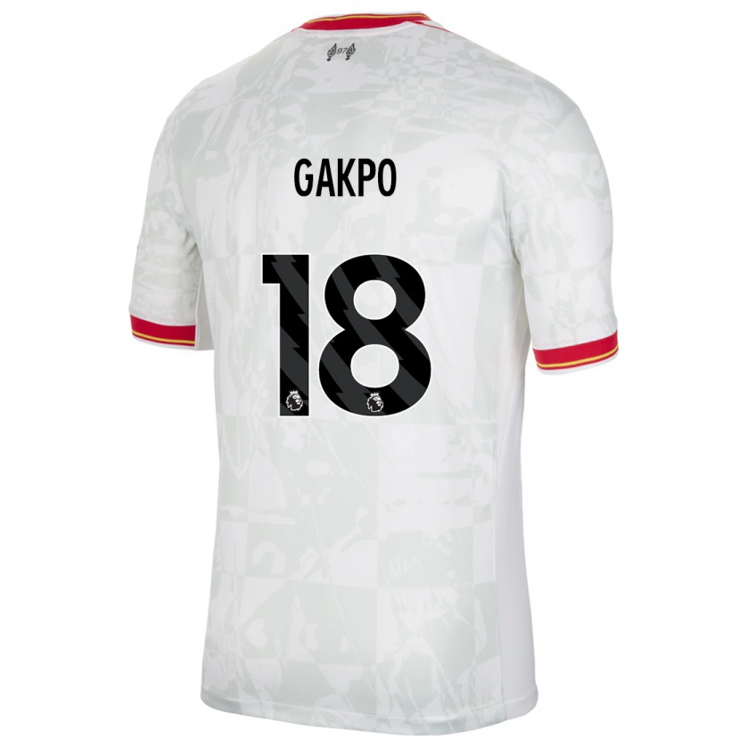 Danxen Barn Cody Gakpo #18 Vit Röd Svart Tredjesatsen Matchtröjor 2024/25 Tröjor T-Tröja
