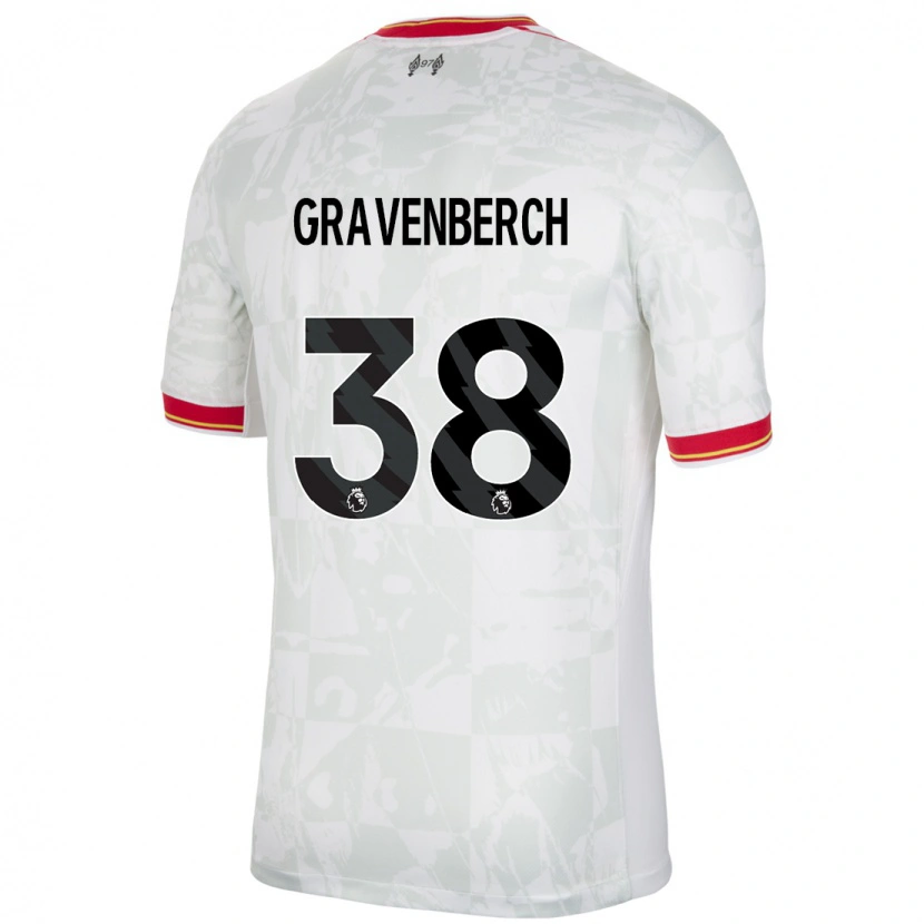 Danxen Barn Ryan Gravenberch #38 Vit Röd Svart Tredjesatsen Matchtröjor 2024/25 Tröjor T-Tröja