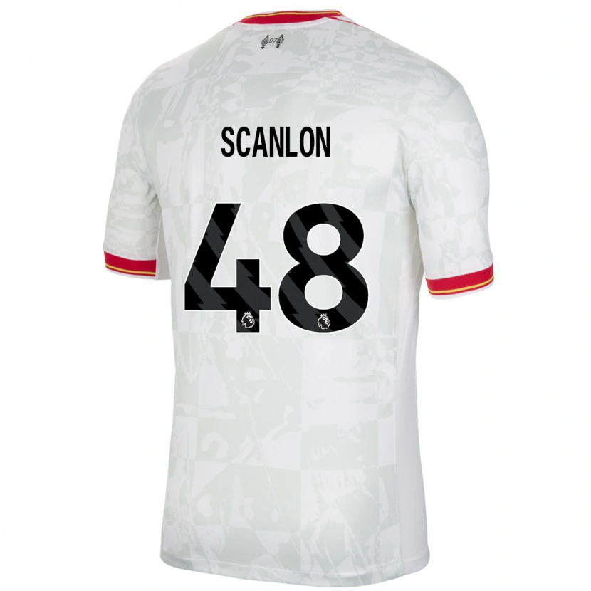 Danxen Barn Calum Scanlon #48 Vit Röd Svart Tredjesatsen Matchtröjor 2024/25 Tröjor T-Tröja
