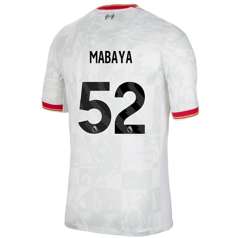 Danxen Barn Isaac Mabaya #52 Vit Röd Svart Tredjesatsen Matchtröjor 2024/25 Tröjor T-Tröja