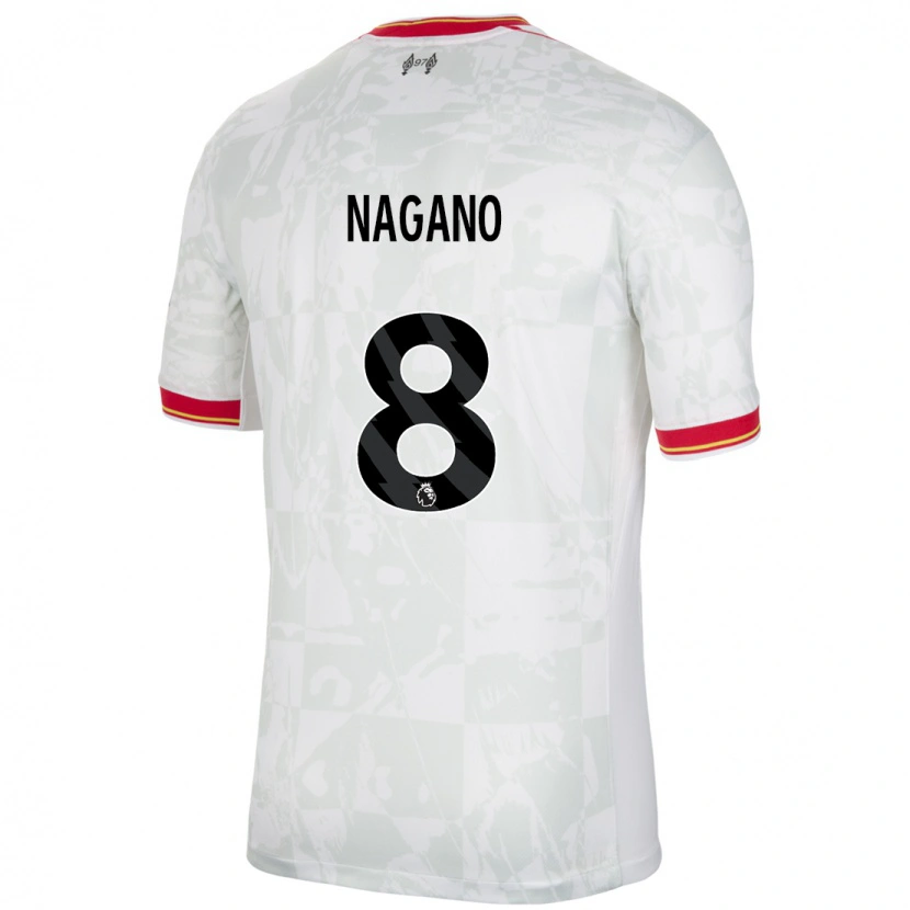 Danxen Barn Fūka Nagano #8 Vit Röd Svart Tredjesatsen Matchtröjor 2024/25 Tröjor T-Tröja
