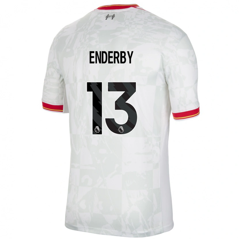 Danxen Barn Mia Enderby #13 Vit Röd Svart Tredjesatsen Matchtröjor 2024/25 Tröjor T-Tröja
