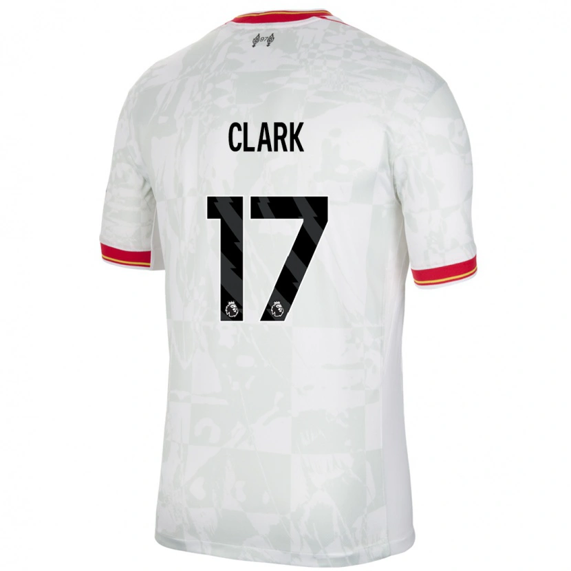 Danxen Barn Jenna Clark #17 Vit Röd Svart Tredjesatsen Matchtröjor 2024/25 Tröjor T-Tröja