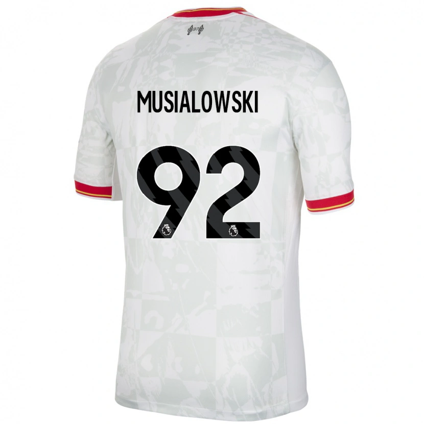 Danxen Barn Mateusz Musialowski #92 Vit Röd Svart Tredjesatsen Matchtröjor 2024/25 Tröjor T-Tröja