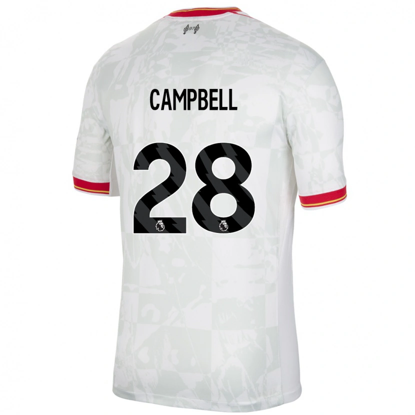 Danxen Barn Megan Campbell #28 Vit Röd Svart Tredjesatsen Matchtröjor 2024/25 Tröjor T-Tröja