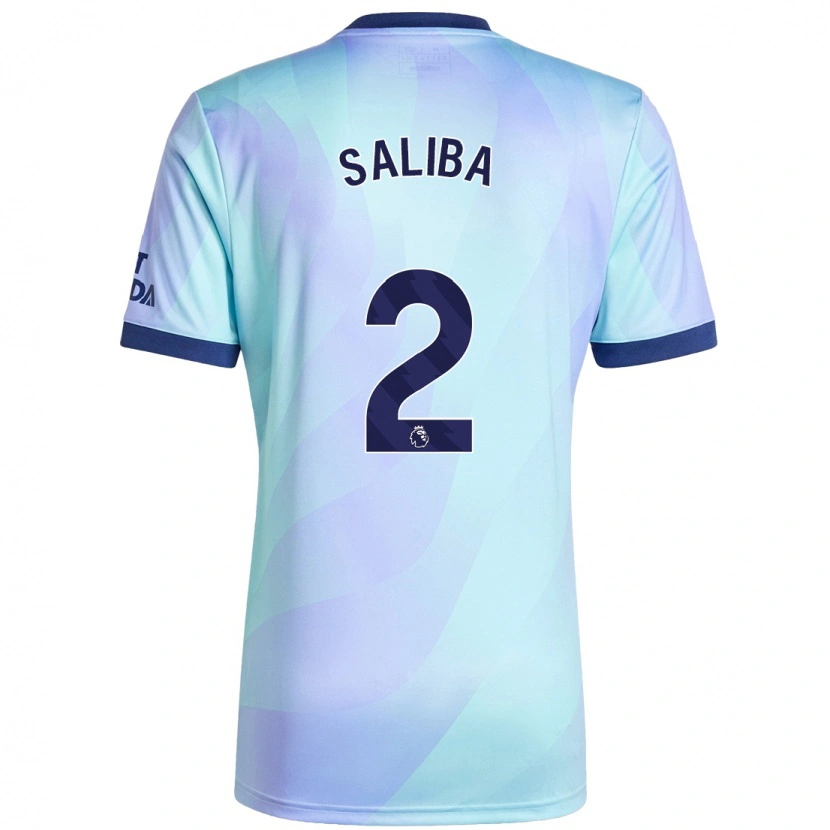 Danxen Barn William Saliba #2 Aqua Tredjesatsen Matchtröjor 2024/25 Tröjor T-Tröja