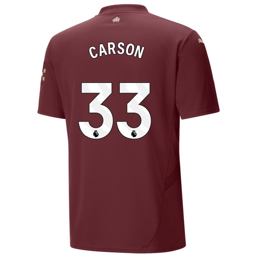 Danxen Barn Scott Carson #33 Rödbrun Tredjesatsen Matchtröjor 2024/25 Tröjor T-Tröja