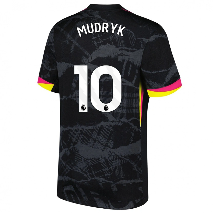 Danxen Barn Mykhaylo Mudryk #10 Svart Rosa Tredjesatsen Matchtröjor 2024/25 Tröjor T-Tröja