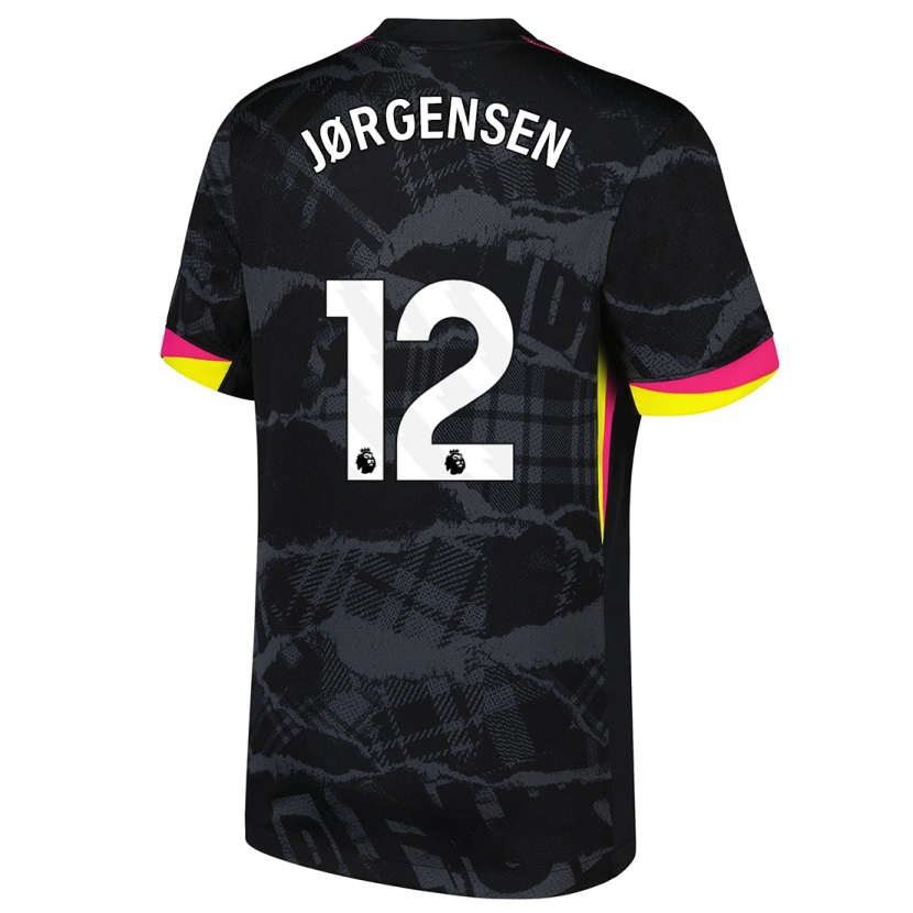Danxen Barn Filip Jørgensen #12 Svart Rosa Tredjesatsen Matchtröjor 2024/25 Tröjor T-Tröja