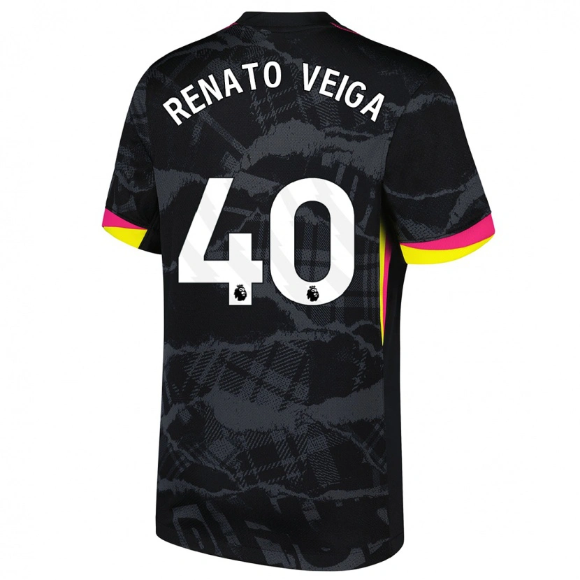 Danxen Barn Renato Veiga #40 Svart Rosa Tredjesatsen Matchtröjor 2024/25 Tröjor T-Tröja