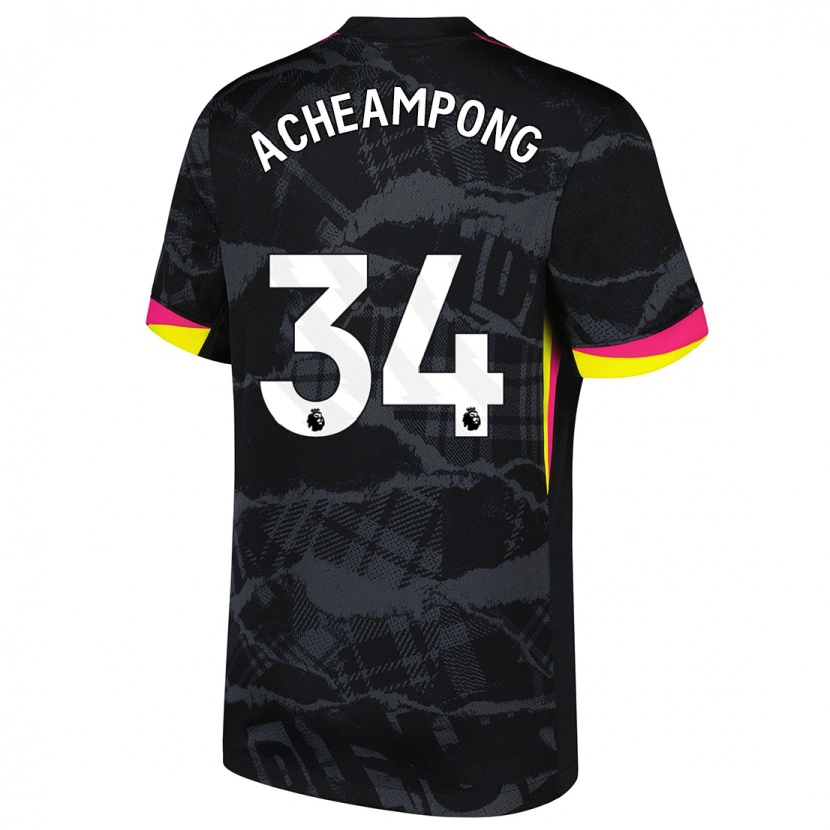 Danxen Barn Josh Acheampong #34 Svart Rosa Tredjesatsen Matchtröjor 2024/25 Tröjor T-Tröja