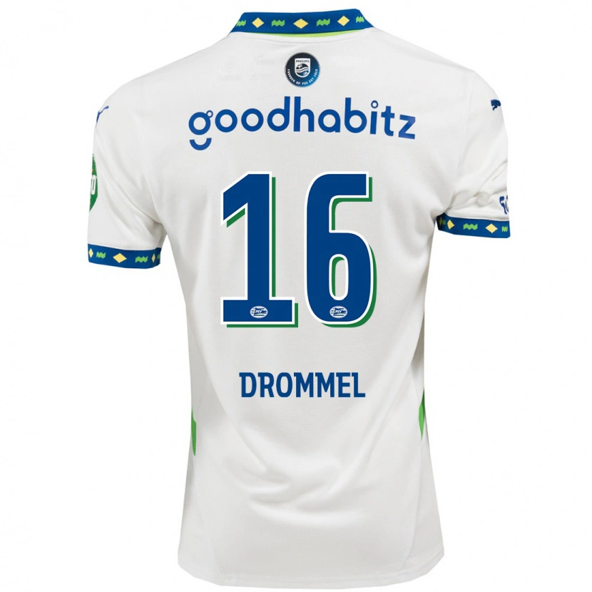 Danxen Barn Joël Drommel #16 Vit Mörkblå Tredjesatsen Matchtröjor 2024/25 Tröjor T-Tröja
