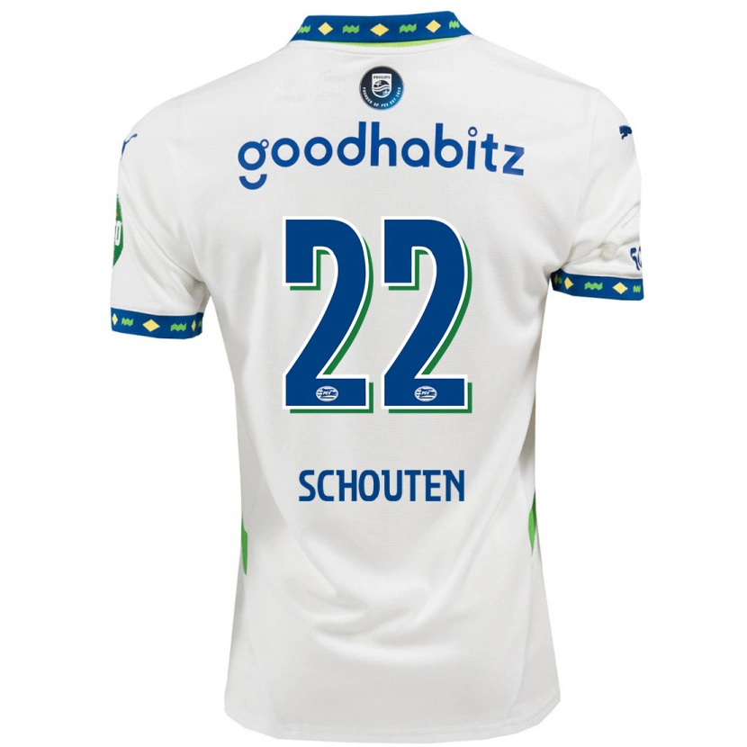 Danxen Barn Jerdy Schouten #22 Vit Mörkblå Tredjesatsen Matchtröjor 2024/25 Tröjor T-Tröja