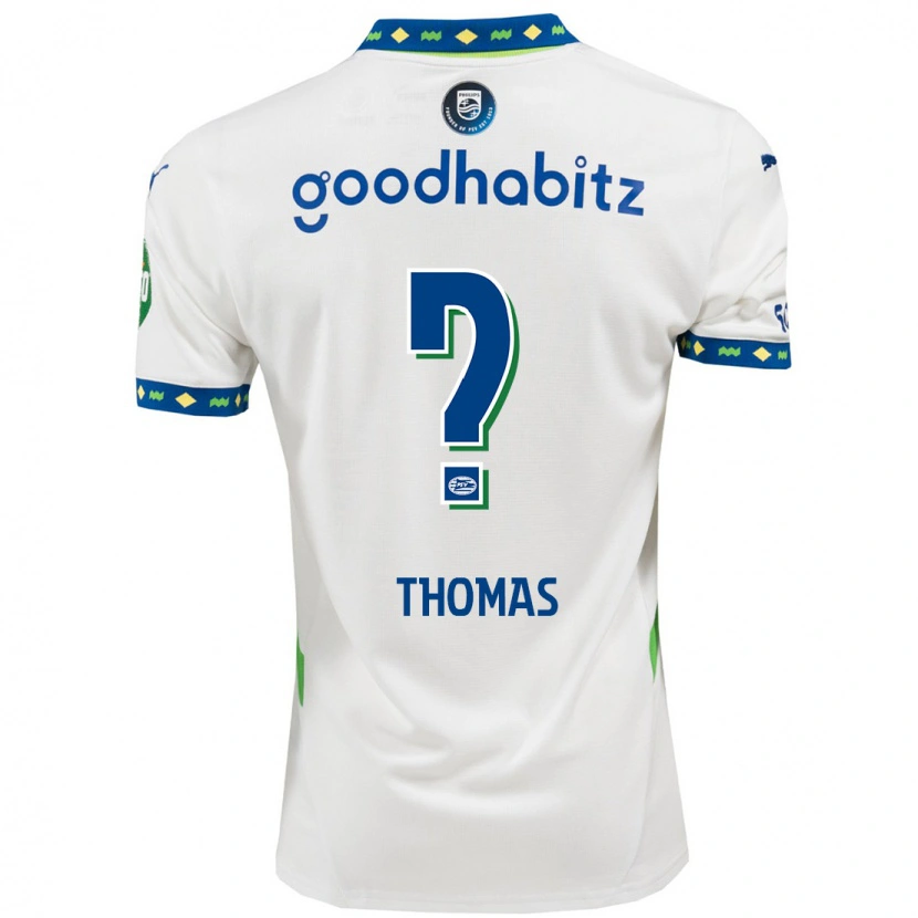 Danxen Barn Ayodele Thomas #0 Vit Mörkblå Tredjesatsen Matchtröjor 2024/25 Tröjor T-Tröja