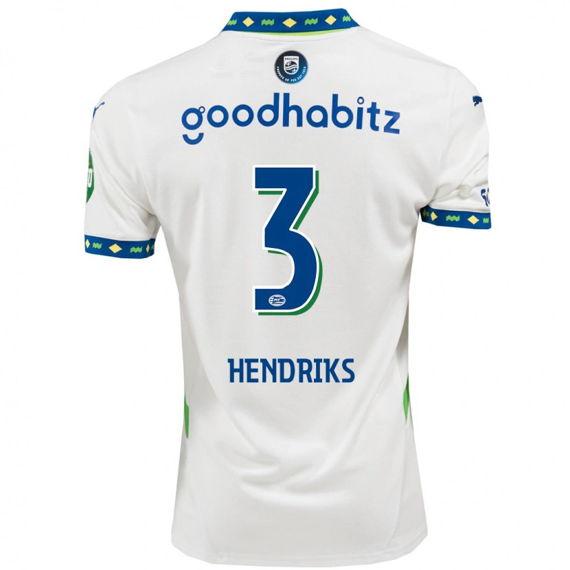 Danxen Barn Gwyneth Hendriks #3 Vit Mörkblå Tredjesatsen Matchtröjor 2024/25 Tröjor T-Tröja