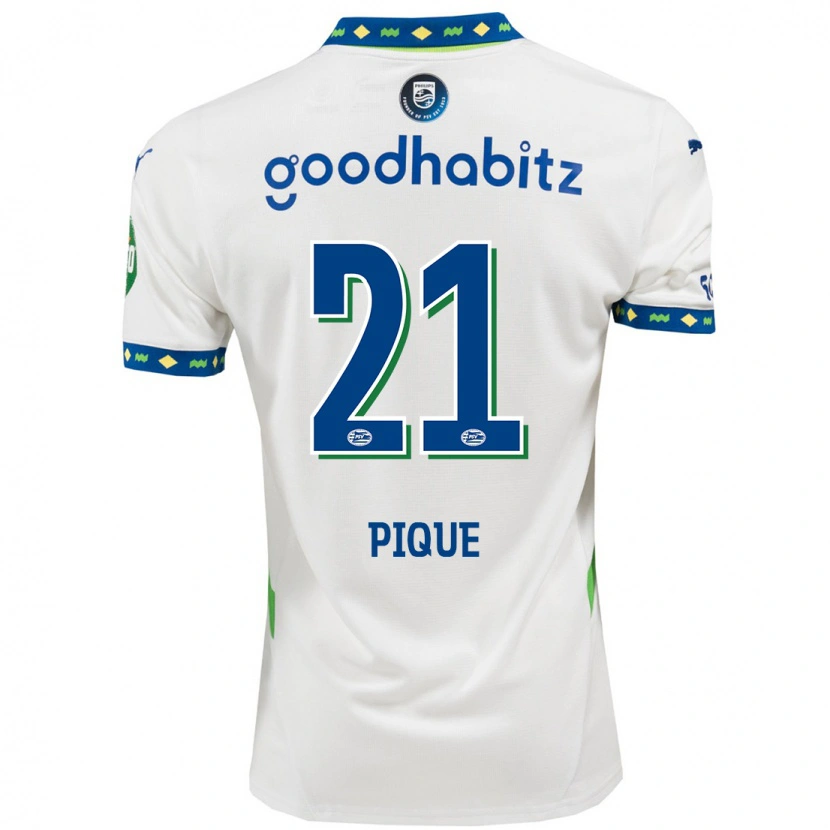 Danxen Barn Naomi Piqué #21 Vit Mörkblå Tredjesatsen Matchtröjor 2024/25 Tröjor T-Tröja