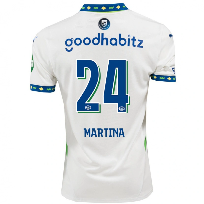 Danxen Barn Shijona Martina #24 Vit Mörkblå Tredjesatsen Matchtröjor 2024/25 Tröjor T-Tröja